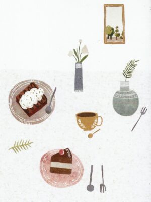 Postala: tarta-pastelak (10,5x15)